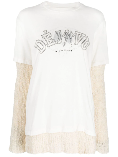 Our Legacy Graphic-print Layered Cotton T-shirt In White Deja Vu