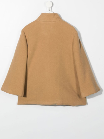 Shop Fay Teen Wide-sleeve Wool-cashmere Coat In Neutrals