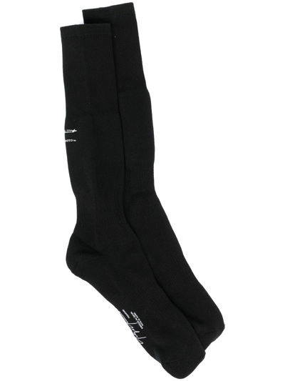 Shop Yohji Yamamoto Logo-print Socks In Black