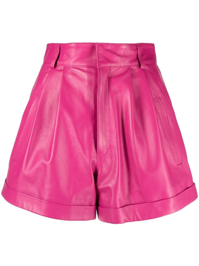 Shop Manokhi Jett Leather Shorts In Pink