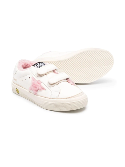 Golden Goose Shearling Star-patch Sneakers In White
