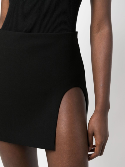 Shop Monot One-shoulder Slit-detail Dress In Black