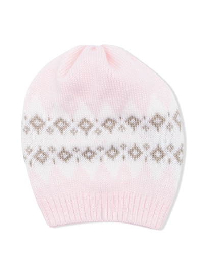 Shop Little Bear Patterned Intarsia-knit Hat In Pink