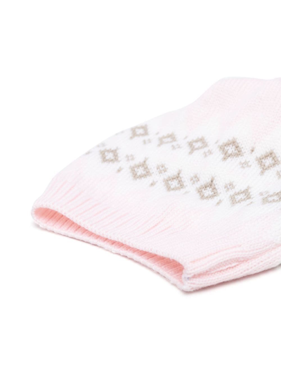 Shop Little Bear Patterned Intarsia-knit Hat In Pink