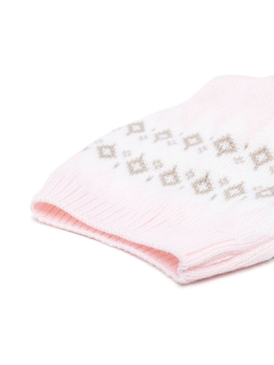 Little Bear Patterned Intarsia-knit Hat In Pink