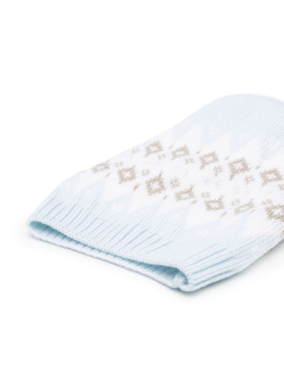 Little Bear Patterned Intarsia-knit Hat In Blue