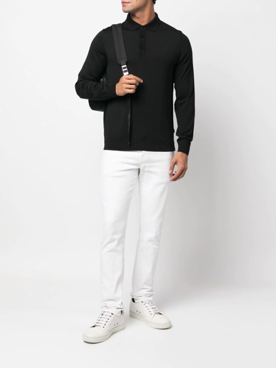 Shop Hugo Boss Long-sleeve Polo Shirt In Black