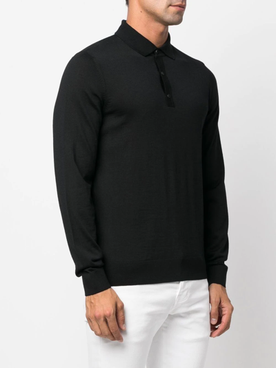 Hugo Boss Ulex Longsleeved Polo Shirt In Black
