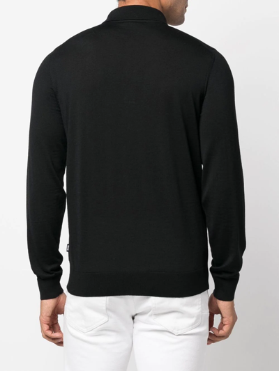Hugo Boss Ulex Longsleeved Polo Shirt In Black