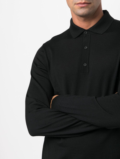 Shop Hugo Boss Long-sleeve Polo Shirt In Black