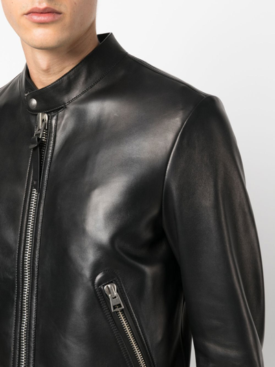 Shop Tom Ford Zip-front Leather Jacket In Black