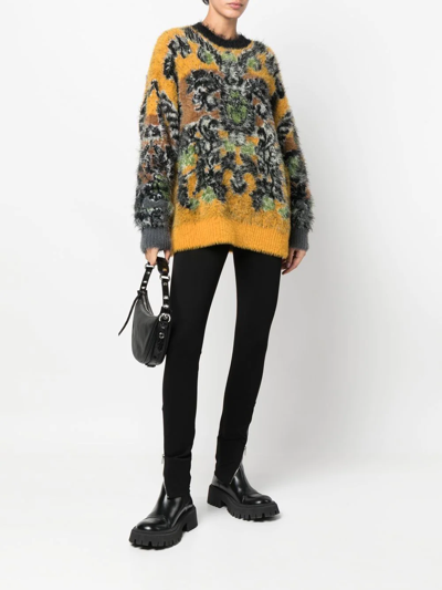 Shop Aries Abstract-print Knit Jumper In Black