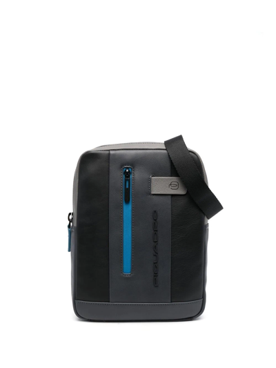 Shop Piquadro Calf-leather Messenger-bag In Black