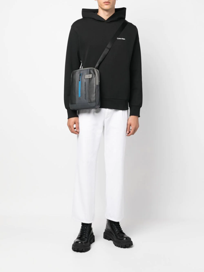 Shop Piquadro Calf-leather Messenger-bag In Black