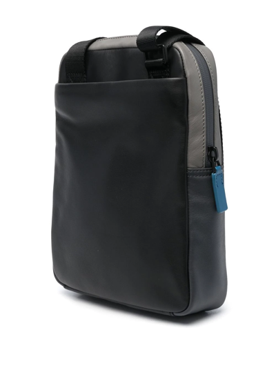 Shop Piquadro Calf-leather Messenger-bag In Black