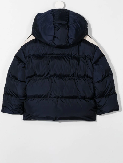 Shop Palm Angels Logo Padded Jacket In Blue