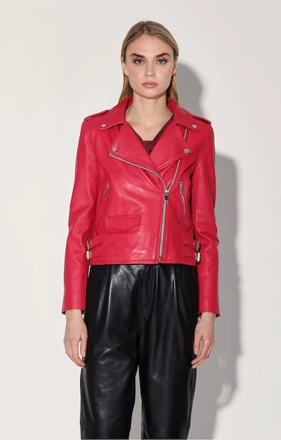 Shop Walter Baker Liz Leather Jacket In Red