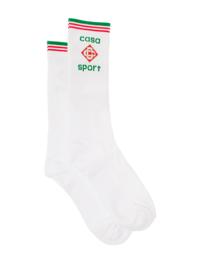 Shop Casablanca Casa Sport Print Socks Man  In White