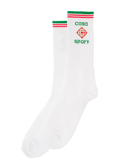 Shop Casablanca Casa Sport Print Socks Man  In White
