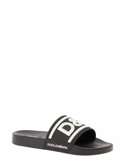 Dolce & Gabbana White Pool Slide In Rubber With Embossed Logo Dolce ...