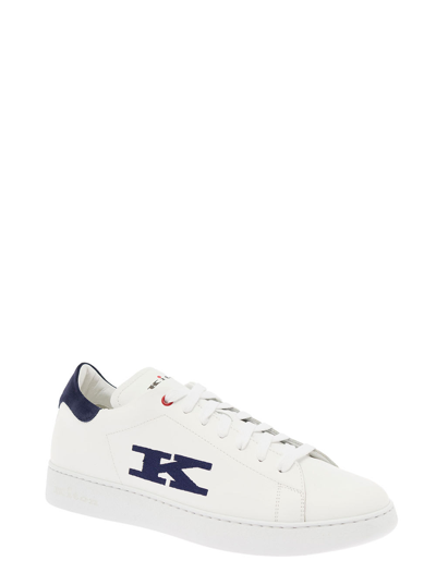 Shop Kiton White Suede Sneakers Man