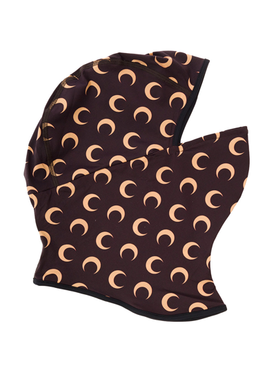 Shop Marine Serre All Over Moon Balaclava -recycled- In Brown