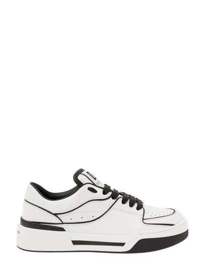 Shop Dolce & Gabbana New Roma Black And White Sneakers With Contrasting 3d Details Woman  In White/black