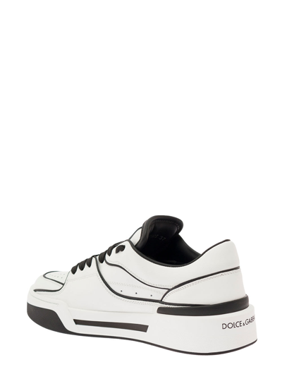 Shop Dolce & Gabbana New Roma Black And White Sneakers With Contrasting 3d Details Woman  In White/black