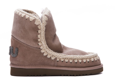 Mou Eskimo 18 Glitter Logo Ankle Boots In Elephant Grey