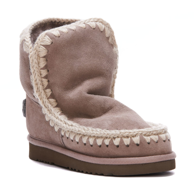 Mou Eskimo 18 Glitter Logo Ankle Boots In Elephant Grey