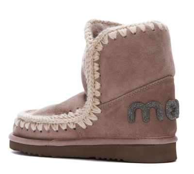 Mou Eskimo 18 Glitter Logo Ankle Boots In Elephant Grey
