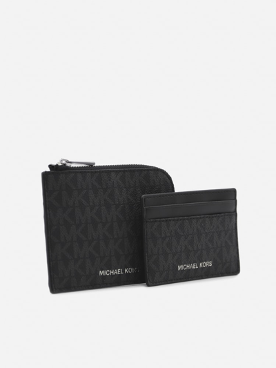 Shop Michael Kors Hudson 2 In 1 Canvas Wallet In Black