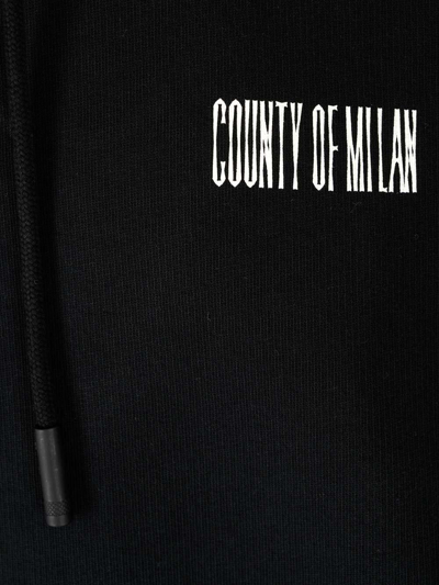 Shop Marcelo Burlon County Of Milan Logo Printed Drawstring Hoodie In Black