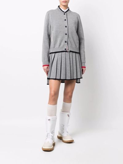 Shop Thom Browne Ripstop Pleated Miniskirt In Grey