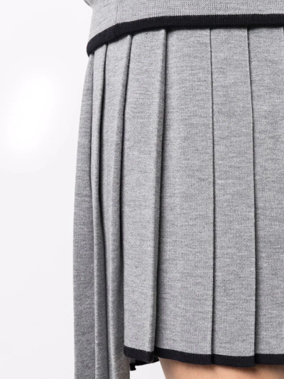 Shop Thom Browne Ripstop Pleated Miniskirt In Grey