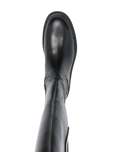 Liu •jo Logo-embossed Leather Boots In Black