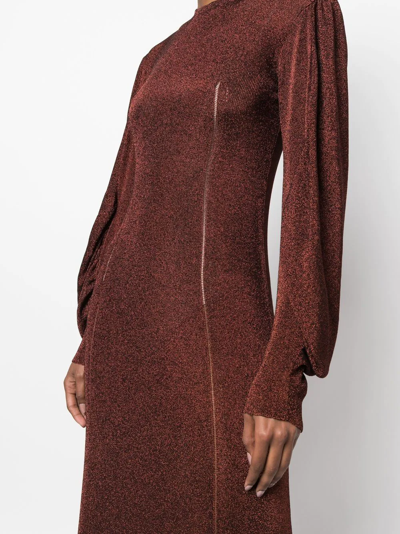 Shop Del Core Long-sleeve Jumper Dress In Brown