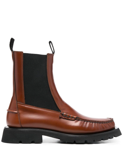 Shop Hereu Alda Leather Chelsea Boots In Brown