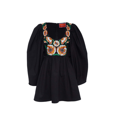 Shop La Doublej Dolly Embroidered Dress In Black