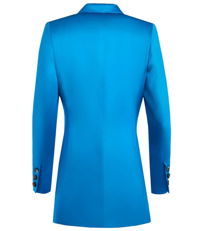 Shop Alejandra Alonso Rojas Classic Double Breasted Jacket In Bright Blue