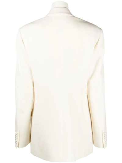 Shop Gucci Double-breasted Wool Blazer In Neutrals