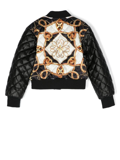 Shop Moschino Baroque-print Padded Bomber Jacket In Black