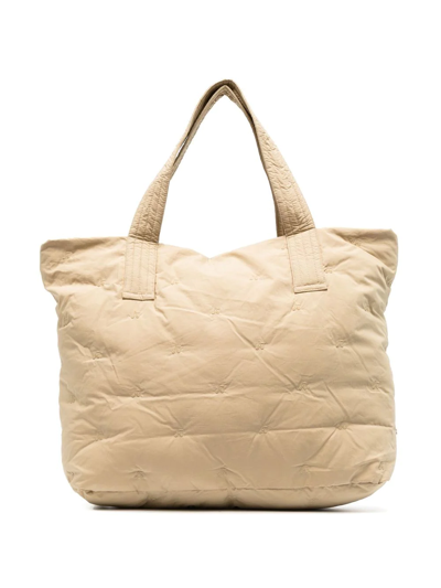Shop Bonpoint Cherry-embroidered Padded Tote Bag In Neutrals