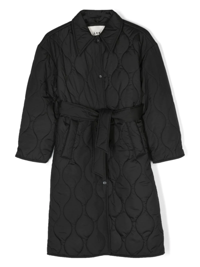 Shop Les Coyotes De Paris Camille Diamond-quilted Long Coat In Black
