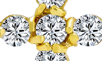 Bling Jewelry Gold Plated Sterling Silver Tiny Cubic Zirconia Cross Stud Earrings In Gold