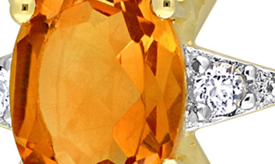 Delmar Madeira Citrine & White Topaz Star Hoop Earrings In Yellow