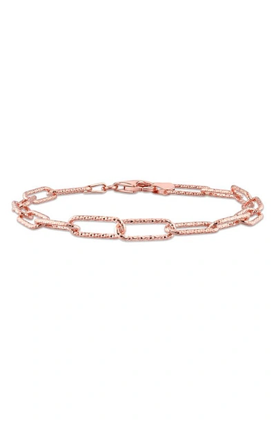 Delmar 18k Rose Gold Plated Sterling Silver Paperclip Chain Bracelet In Rose