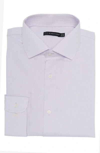 Shop Jb Britches Yarn-dyed Solid Dress Shirt In Lavender/ White