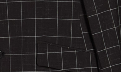 Savile Row Co Black Windowpane Plaid Two Button Peak Lapel Suit In Black