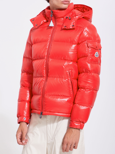 Moncler Maya Jacket Quilted Nylon Down Jacket In Red